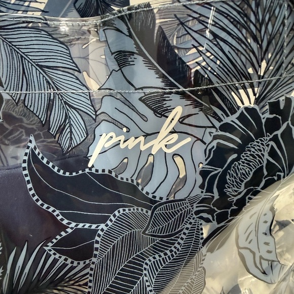 Pink Victoria's Secret Clear Floral Tote Bag, With Detachable Makeup Bag. Chic - Picture 2 of 10